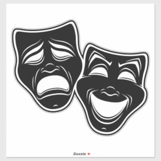 Inverted Black And White Comedy And Tragedy Masks Sticker