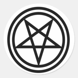Inverted Black Pentagram Classic Round Sticker