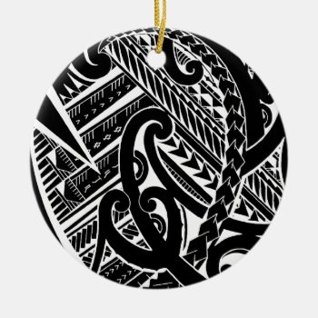 Inverted Black Samoan Tattoo Design Tribal Artwork Ceramic Ornament by MarkStorm at Zazzle