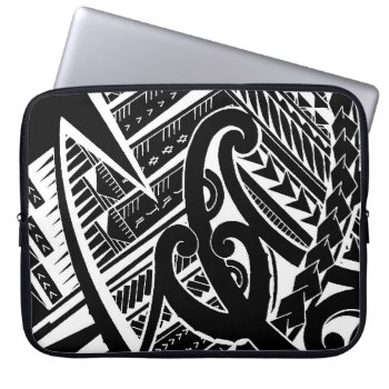 Inverted Black Samoan Tattoo Design Tribal Artwork Laptop Sleeve by MarkStorm at Zazzle