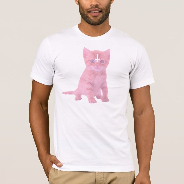 Inverted Cross Kitten Bella Canvas Shirt (Front)