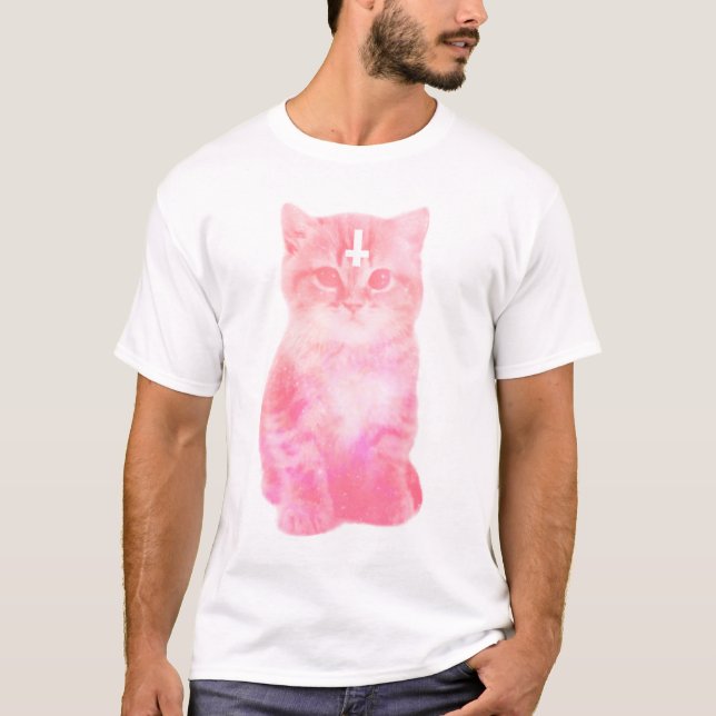 Inverted Cross Pastel Cat T-shirt (Front)