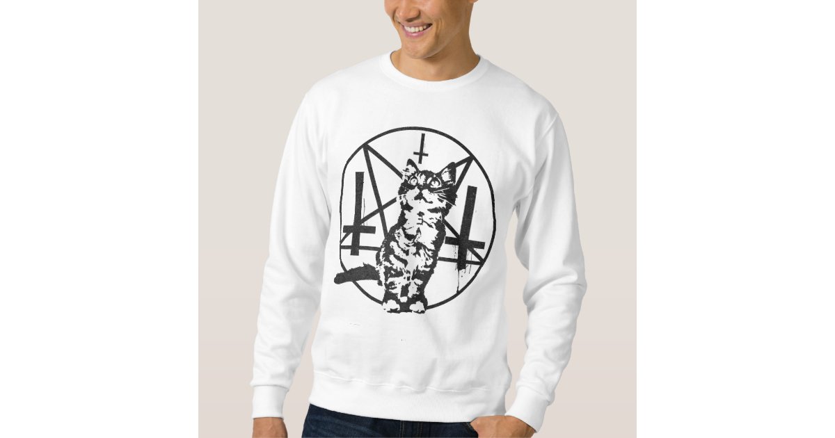 Inverted Cross Pentagram Kitten Sweatshirt Zazzle Com