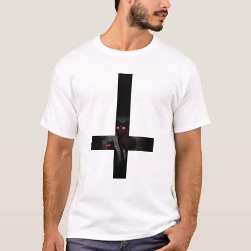 Inverted cross with dark wolves T_Shirt