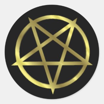 Inverted Gold Pentagram Classic Round Sticker by DevilsGateway at Zazzle