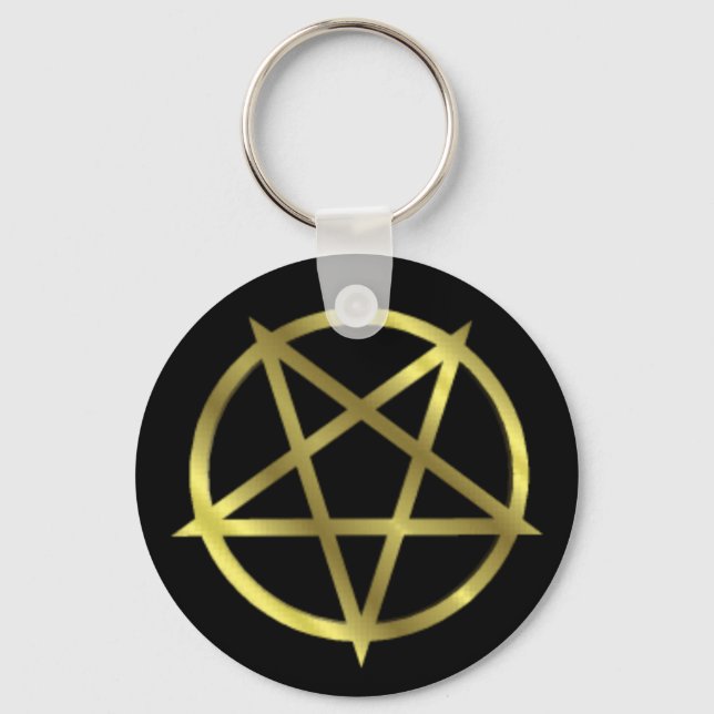 Inverted Gold Pentagram Keychain (Front)