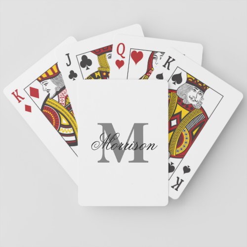 Inverted Grayscale Scripted Monogram Playing Cards