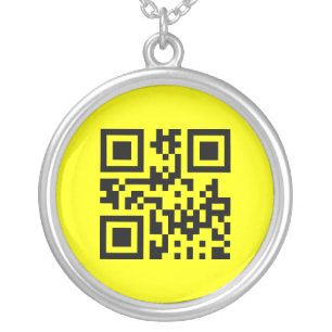 Inverted ☻ Happy Face -- QR Code Silver Plated Necklace