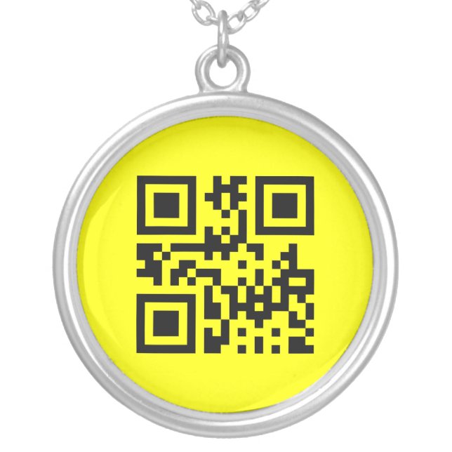 Inverted ☻ Happy Face -- QR Code Silver Plated Necklace (Front)