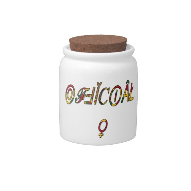 Inverted "OFFICIAL" Female Symbol Art Print Candy Jar (Front)
