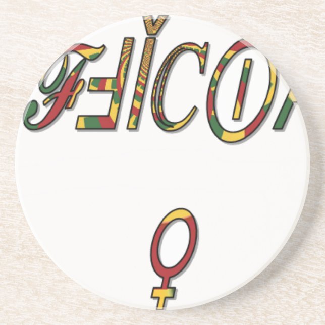 Inverted "OFFICIAL" Female Symbol Art Print Drink Coaster (Front)