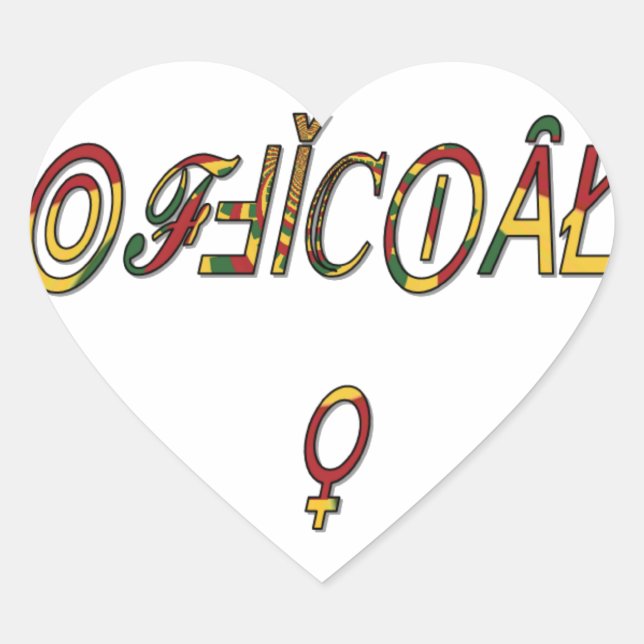 Inverted "OFFICIAL" Female Symbol Art Print Heart Sticker (Front)
