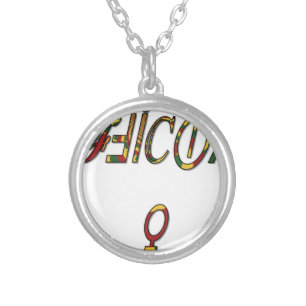 Inverted "OFFICIAL" Female Symbol Art Print Silver Plated Necklace