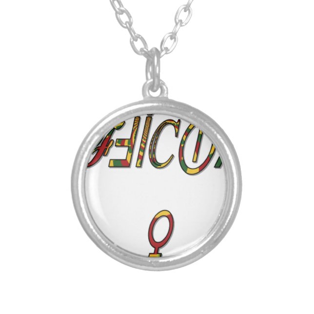 Inverted "OFFICIAL" Female Symbol Art Print Silver Plated Necklace (Front)