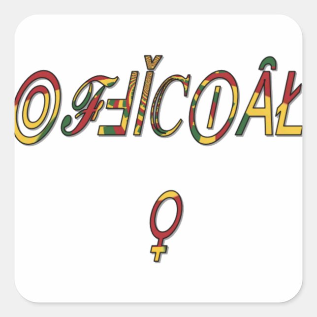 Inverted "OFFICIAL" Female Symbol Art Print Square Sticker (Front)