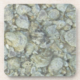 Inverted Oyster Shells Abstract Beverage Coaster