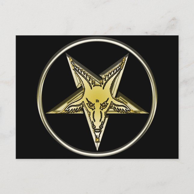 Inverted Pentagram with Golden Goat Head Postcard (Front)