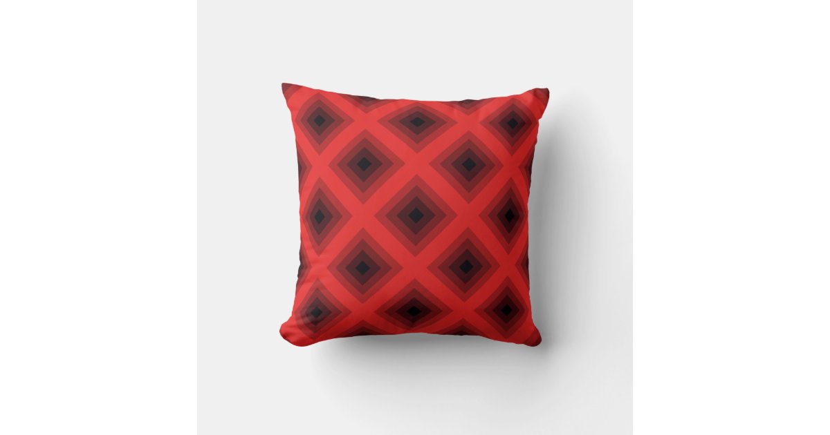 Inverted Pyramids Pattern In Shades Of Red Opt Art Throw Pillow | Zazzle