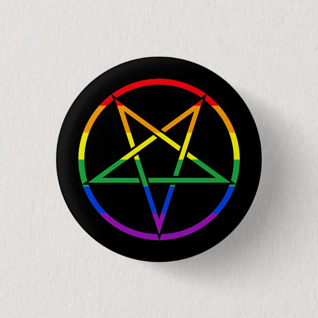 Inverted rainbow pentagram button (Front)