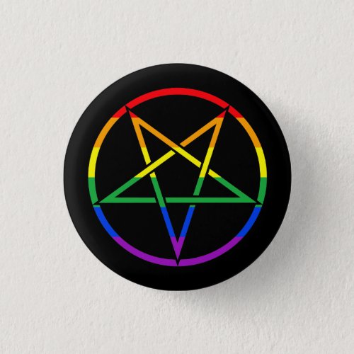 Inverted rainbow pentagram button
