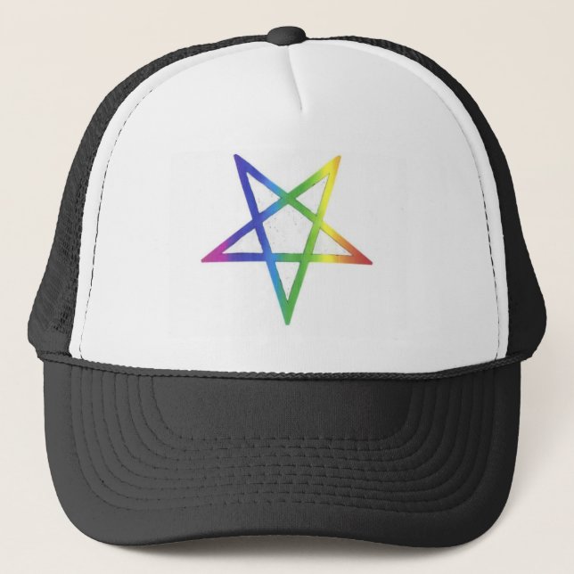 Inverted rainbow pentagram hat (Front)