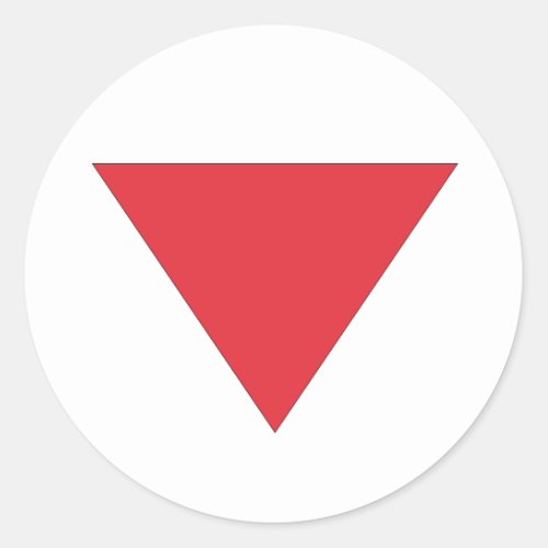 Inverted Red Triangle Classic Round Sticker