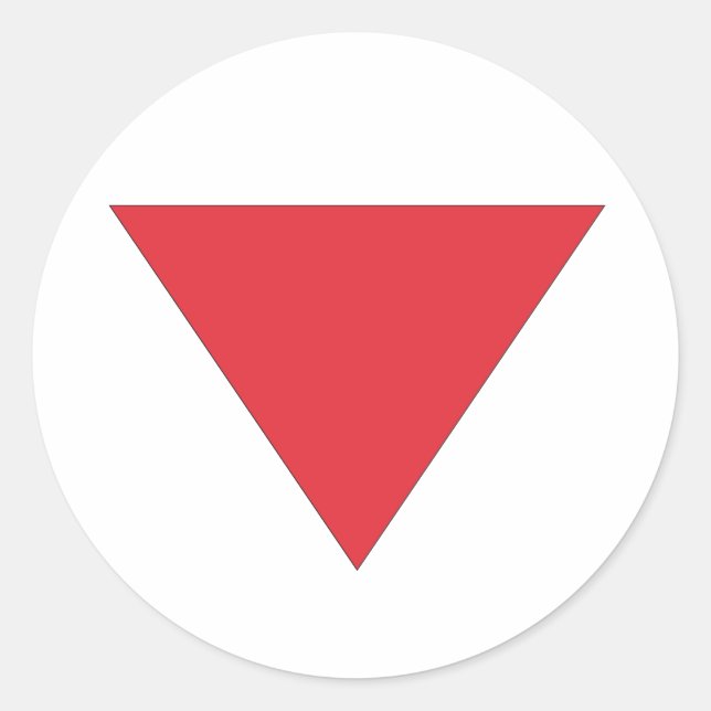 Inverted Red Triangle Classic Round Sticker (Front)