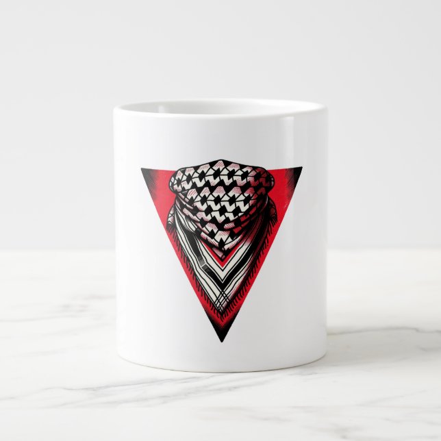 Inverted Red Triangle keffiyeh Giant Coffee Mug (Front)