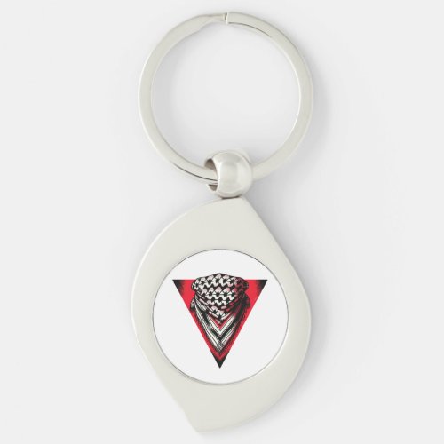 Inverted Red Triangle keffiyeh Keychain