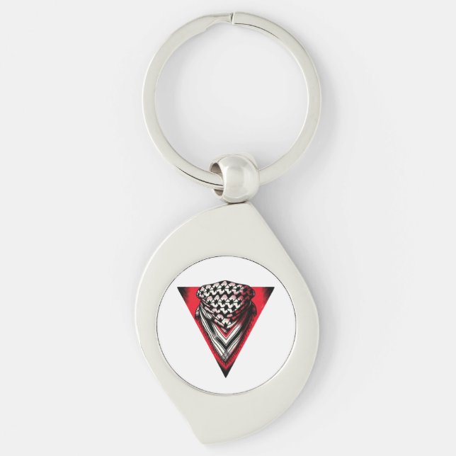Inverted Red Triangle keffiyeh Keychain (Front)