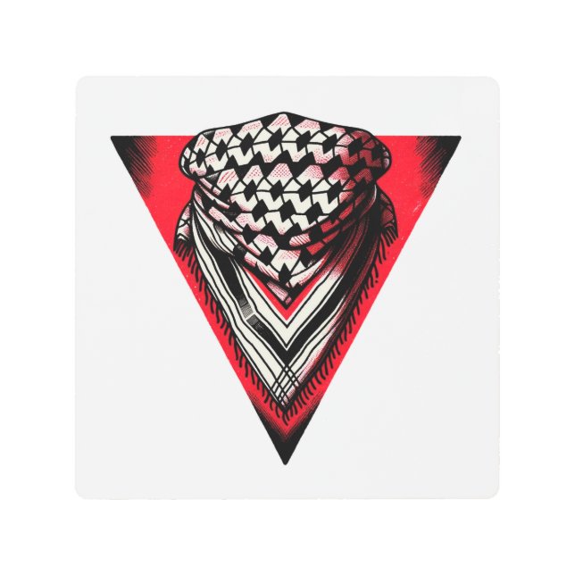 Inverted Red Triangle keffiyeh Metal Print (Front)
