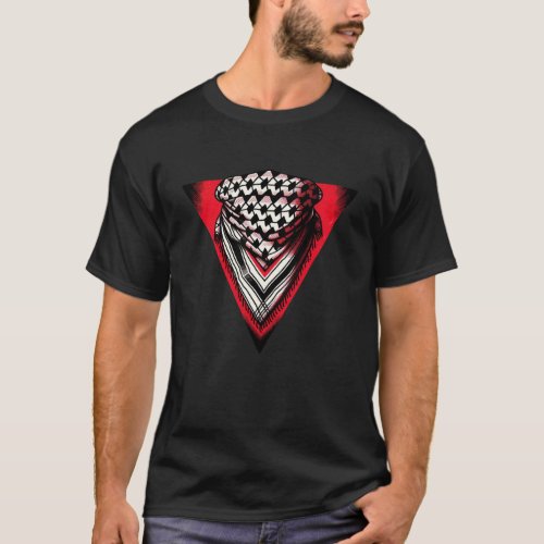 Inverted Red Triangle keffiyeh T_Shirt