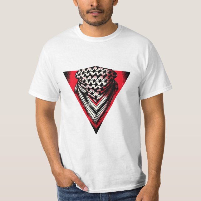 Inverted Red Triangle keffiyeh T-Shirt (Front)