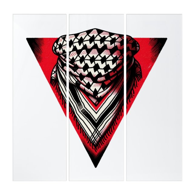 Inverted Red Triangle keffiyeh Triptych (Front)
