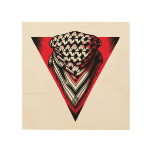 Inverted Red Triangle keffiyeh Wood Wall Art
