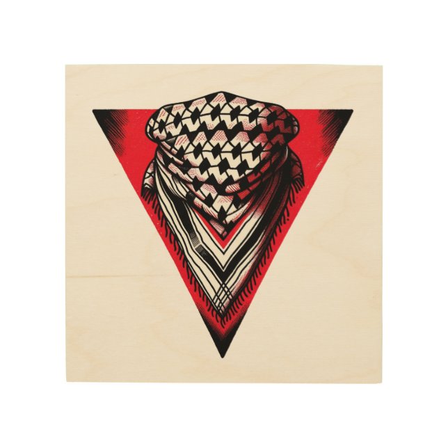 Inverted Red Triangle keffiyeh Wood Wall Art (Front)
