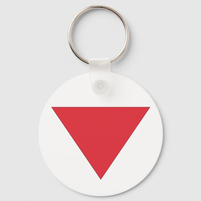 Inverted Red Triangle Keychain (Front)