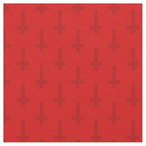 inverted upside down cross red fabric