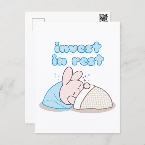 Invest in Rest with Snoozy Bunny Postcard