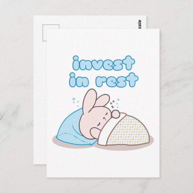 Invest in Rest with Snoozy Bunny Postcard (Front/Back)