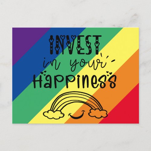 Invest in your happiness postcard