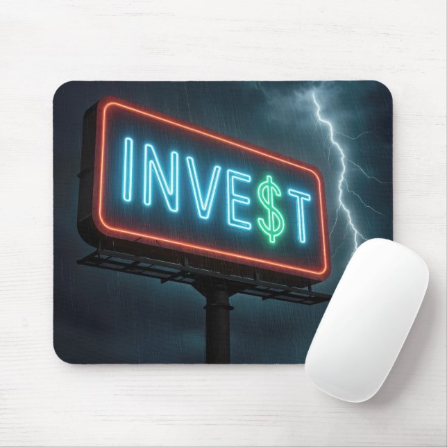 Invest Neon Billboard In a Storm Mouse Pad (With Mouse)
