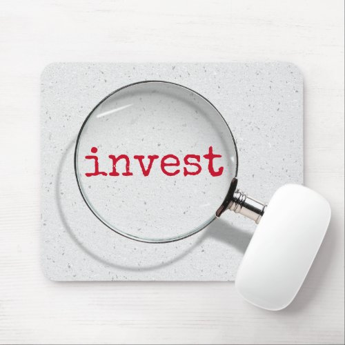 Invest Text Under Magnifying Glass  Mouse Pad