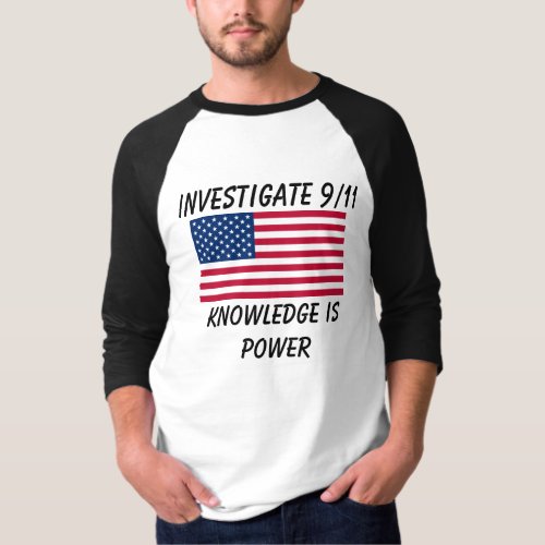 Investigate 911 _ USA Flag _ Baseball T_Shirt