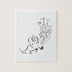 Investigate everything English Bull Terrier art Jigsaw Puzzle