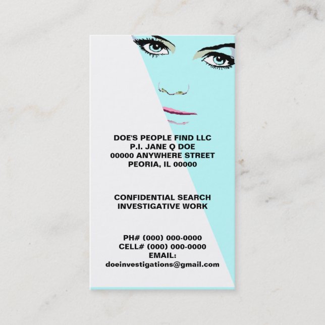 INVESTIGATIVE PRIVATE INVESTIGATION BUSINESS CARDS (Front)