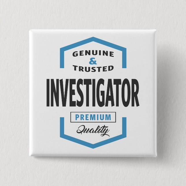 Investigator Logo Gift Ideas. Button (Front)