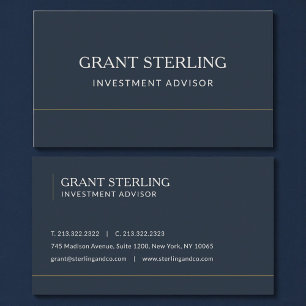 Investment Advisor Navy Blue Professional Business Card