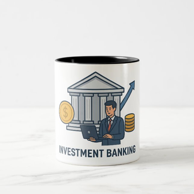 Investment Banking Concept Illustration Two-Tone Coffee Mug (Center)