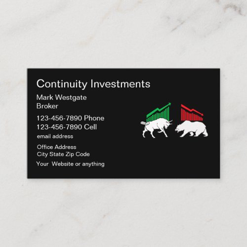 Investment Broker Bull Bear Market Business Cards